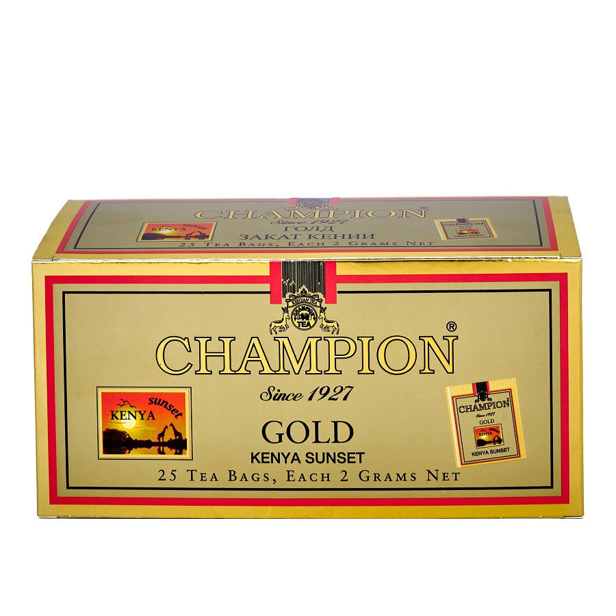 Чай в пакетиках черный Champion Gold кенийский подарочный казахстанский 25 шт. в упаковке