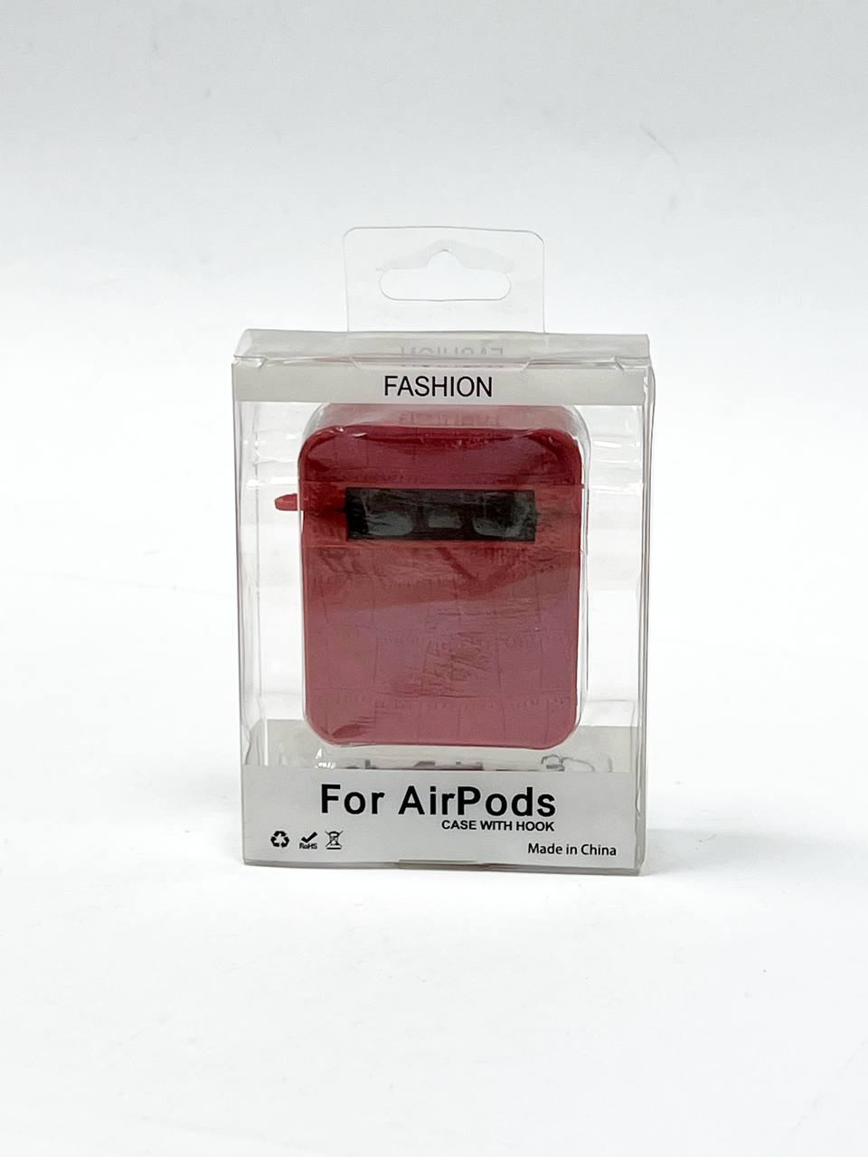 Кожаный чехол для AirPods Fashion цвет красный 