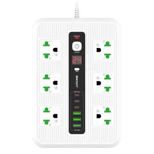 Удлинитель с шестью розетками и USB портами для зарядки