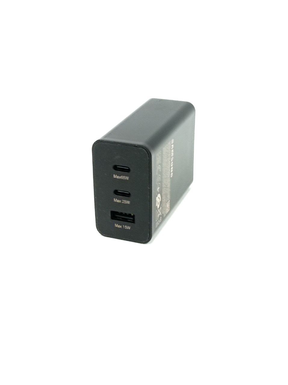 Адаптер для быстрой зарядки с двумя портами USB-C и  USB-A.