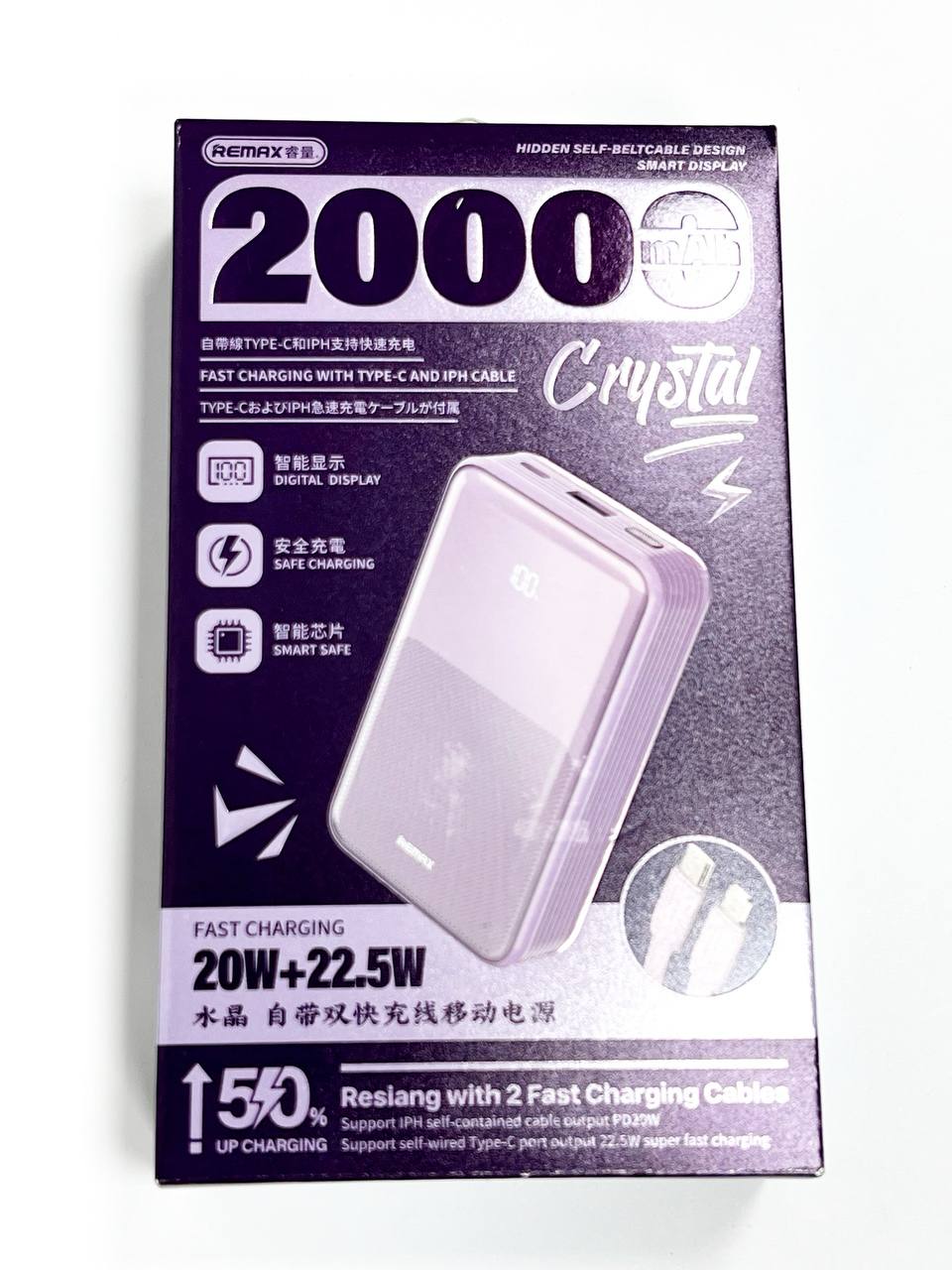 Повербанк Remax 20000 мАч 20W+22.5W. Фиолетовый
