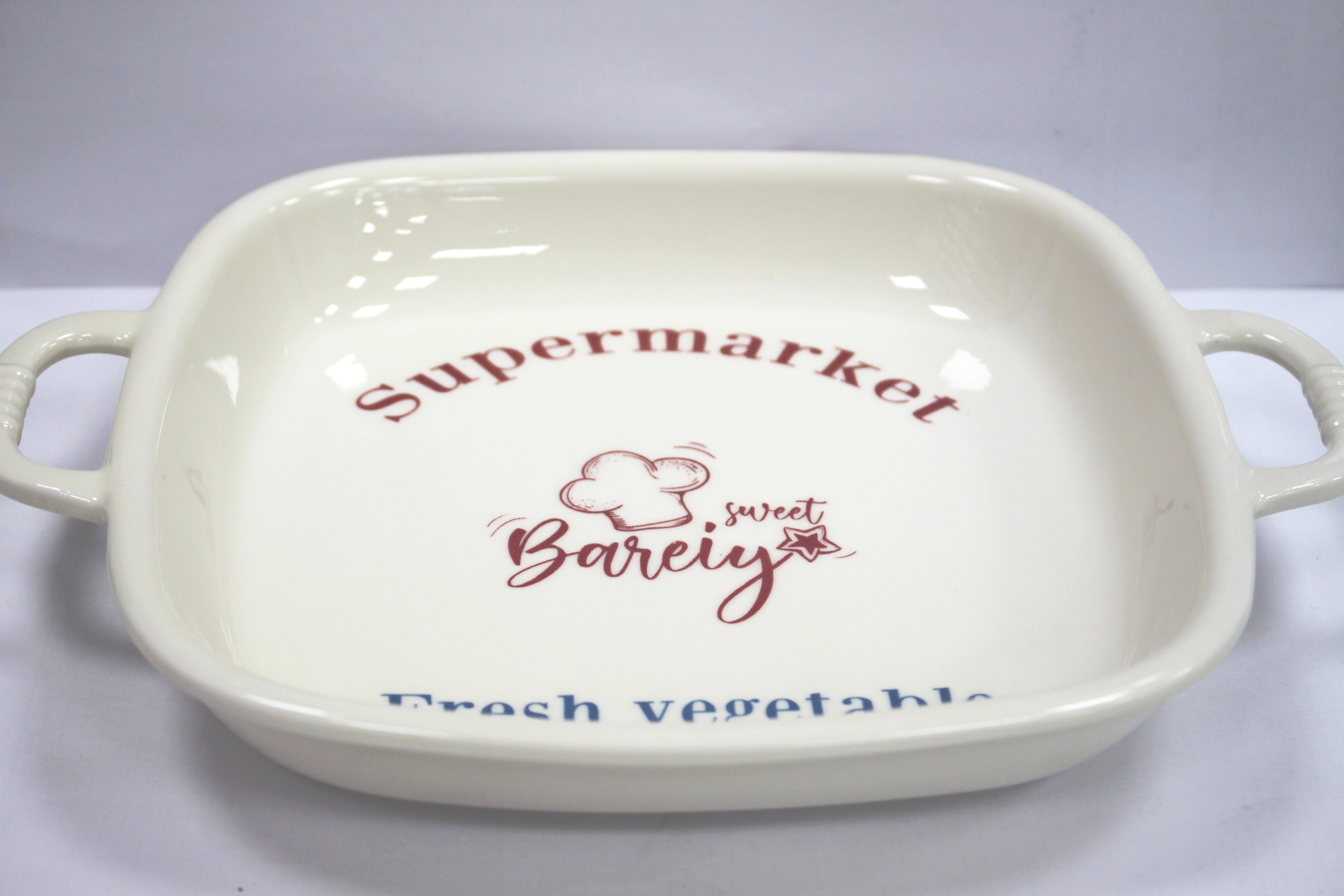 Керамическая тарелка большая глубокая с двумя ушками  Sweet Bareiy 