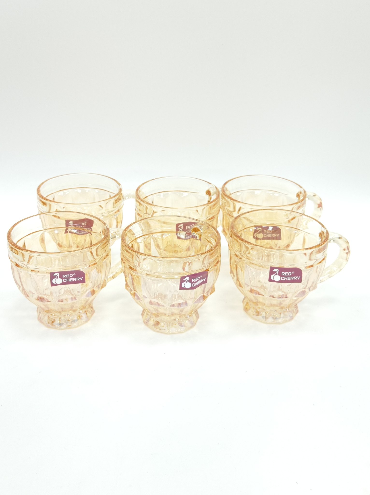 Кружечки  прозрачные с золотой коемочкой   Deli Glass 180 мл. 6 шт