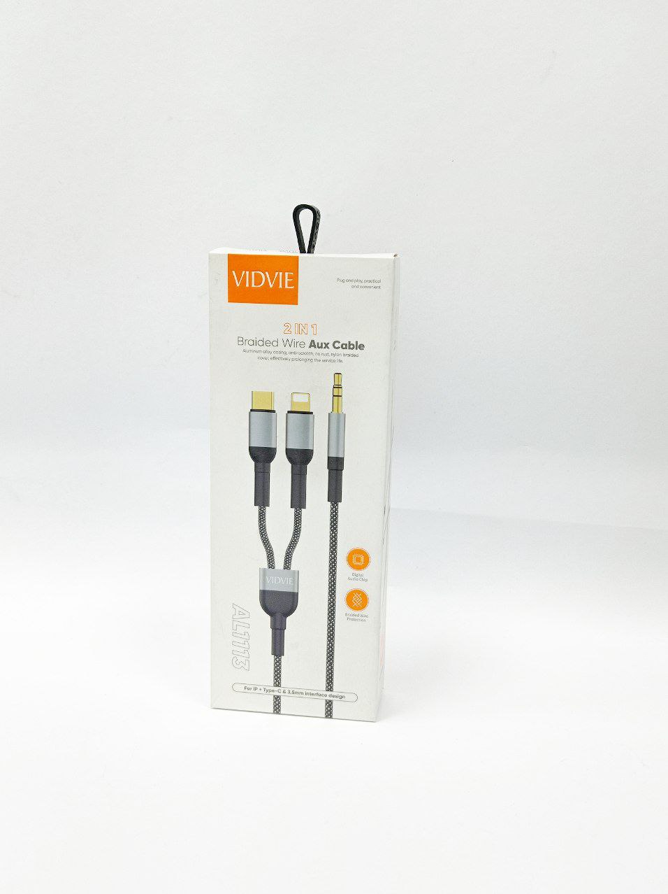 Кабель Vidvie 2in1 Braided Wire Aux Cable