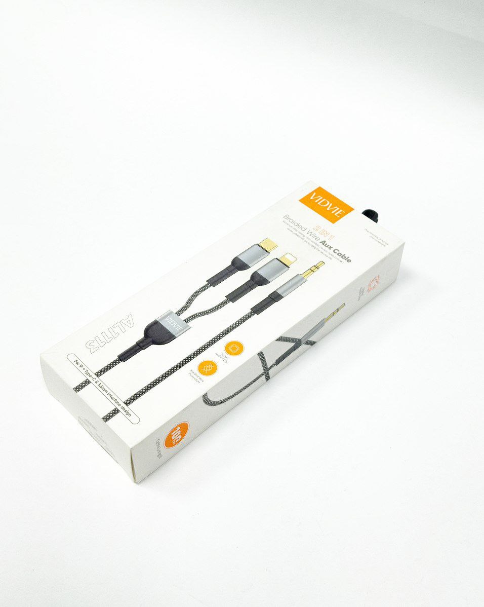 Кабель Vidvie 2in1 Braided Wire Aux Cable 