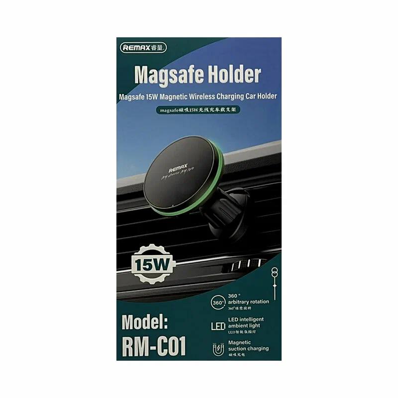 Магнитный держатель Remax 15W 360° с LED подсветкой