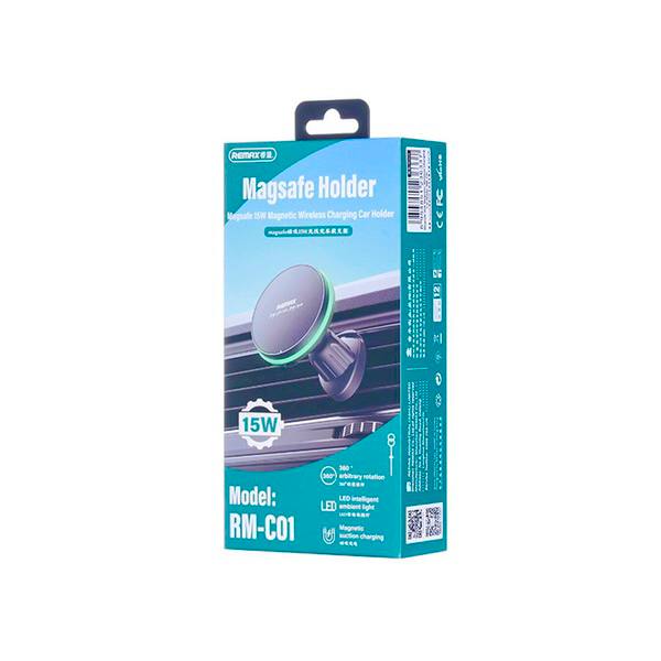 Магнитный держатель Remax 15W 360° с LED подсветкой